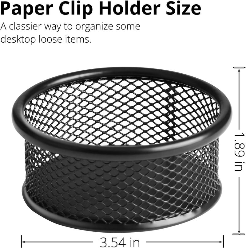 FUCDTEFC Paper Clip Holder, Paperclip Holders for Desk, Mesh Paper Clip Holder for Desk Binder Wire Mesh Bowls, Paper Clip Dispenser Organizer for Holding Small Parts Office Accessories Black 4 Pack - Image 3